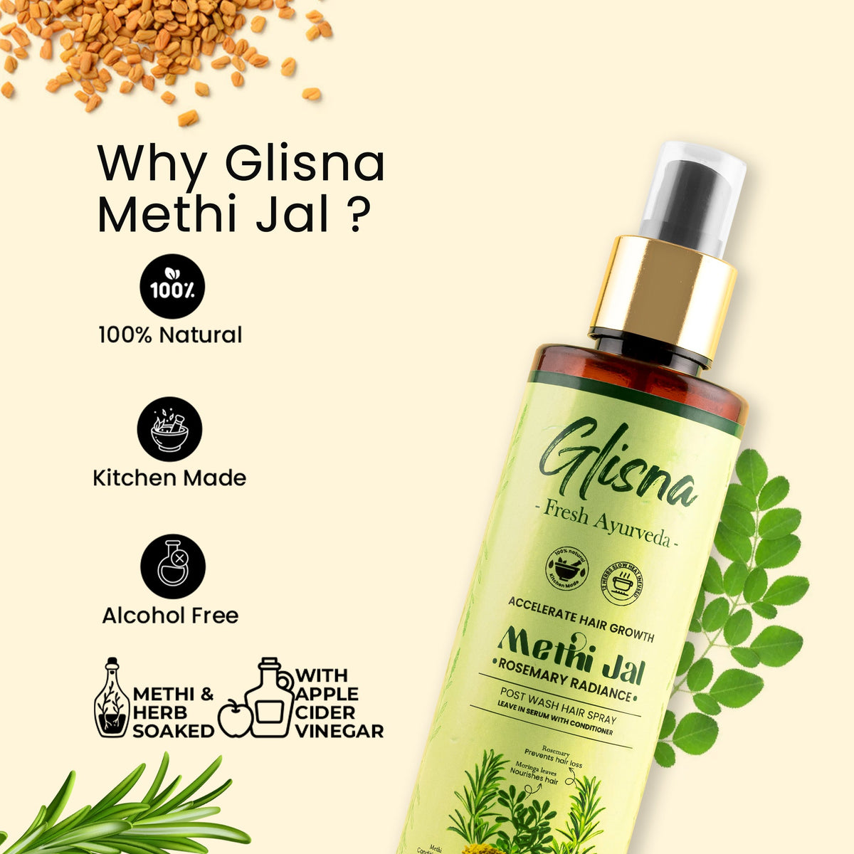 Hair Growth Rosemary Methi Jal - Glisna