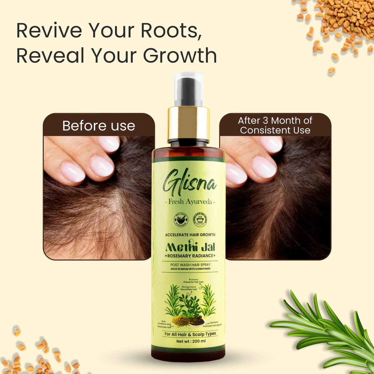 Hair Growth Rosemary Methi Jal - Glisna