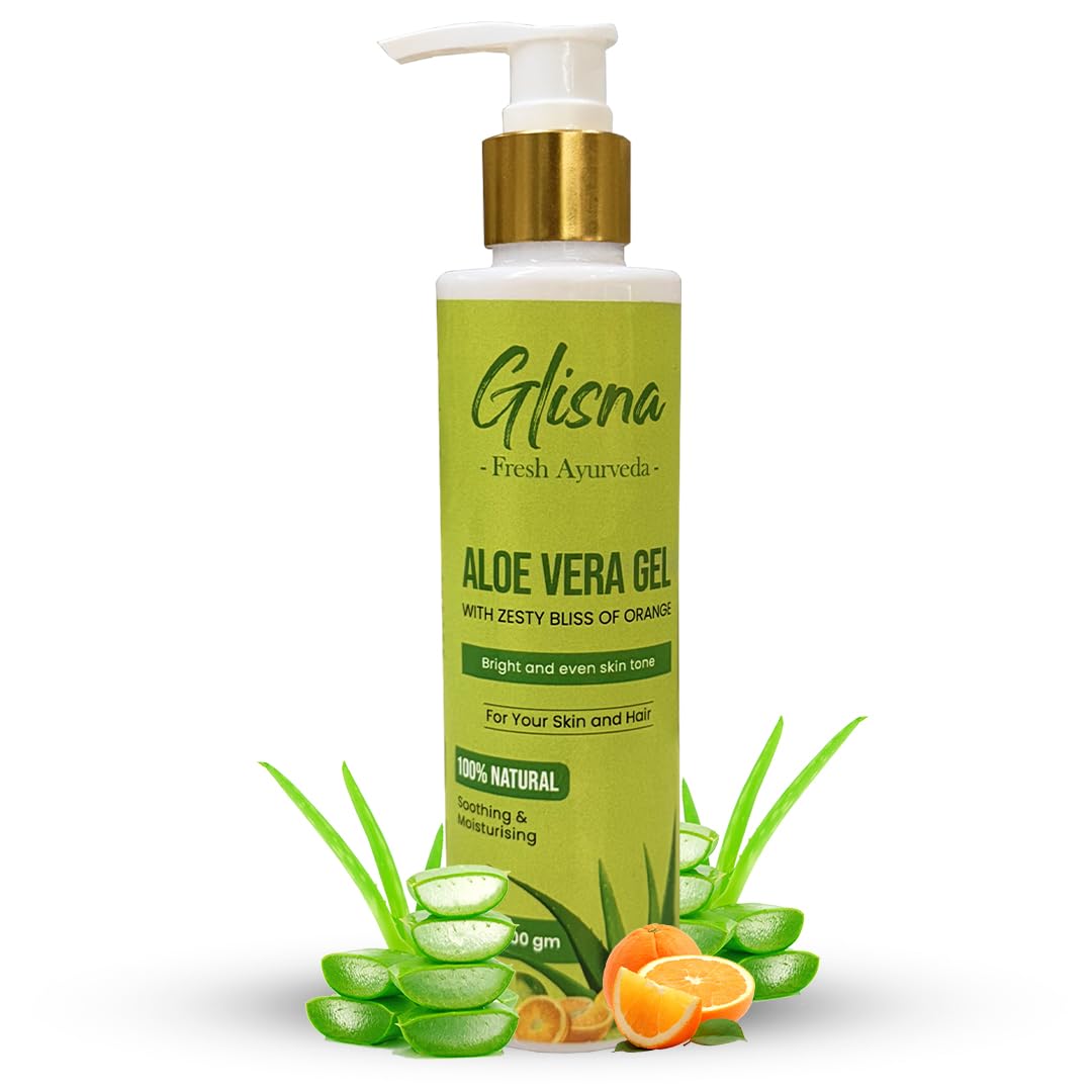 Natural Aloevera Gel for Face & Hair with Orange Extract (200ml) - Glisna