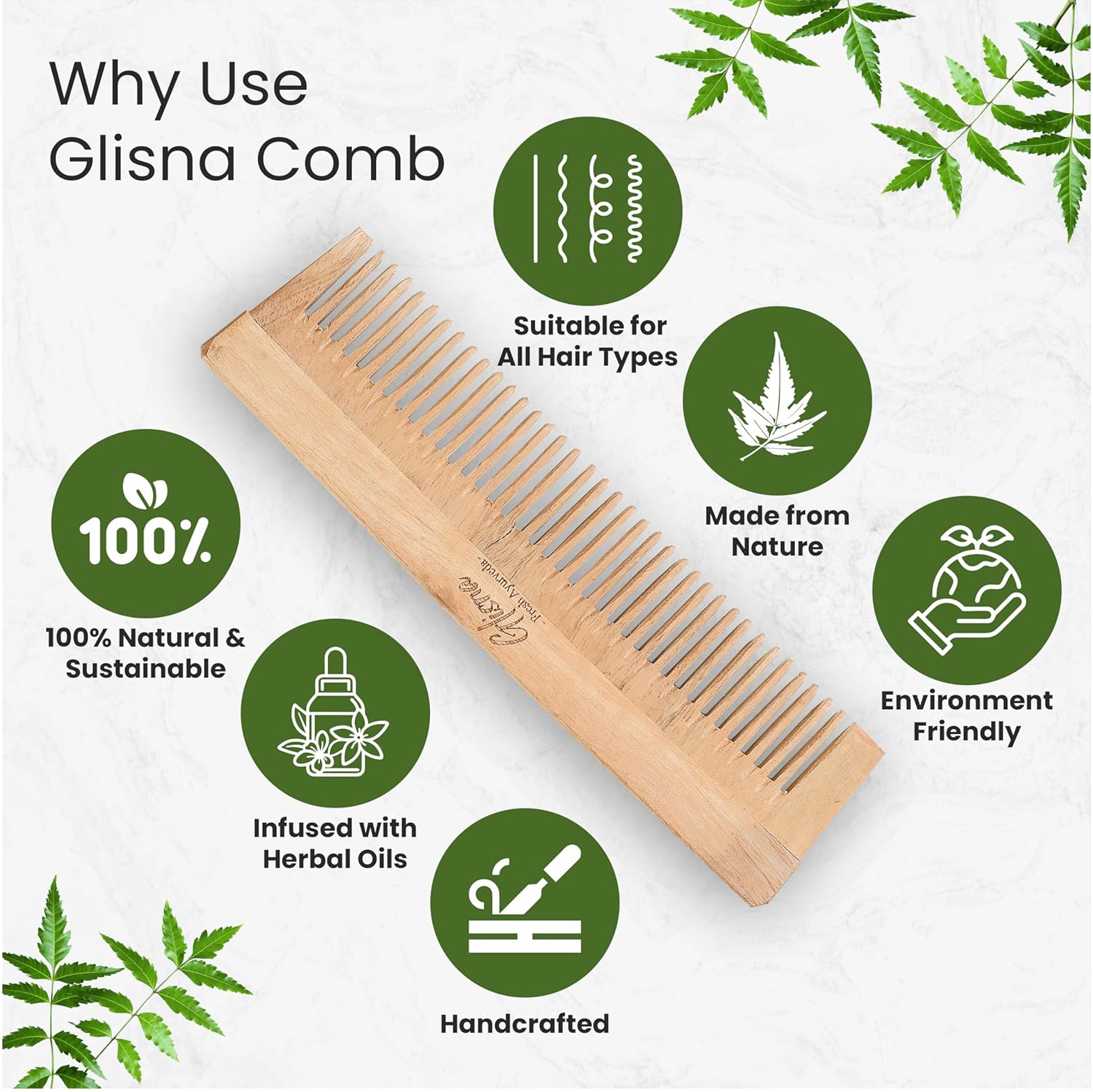 Detangling Neem Comb - Glisna