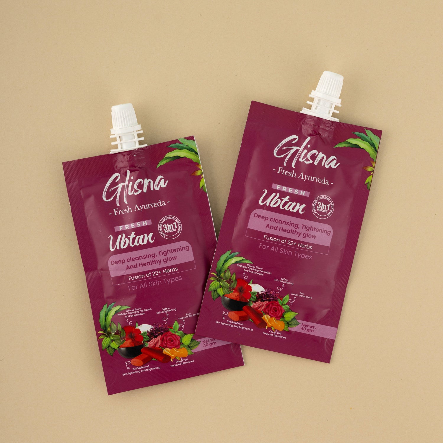 Glisna 4-Pack Ubtan Combo – De-Tan & Healthy Glow - Glisna