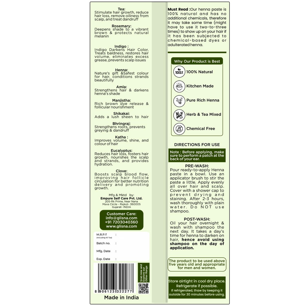 Ready to Apply Henna Paste - Glisna