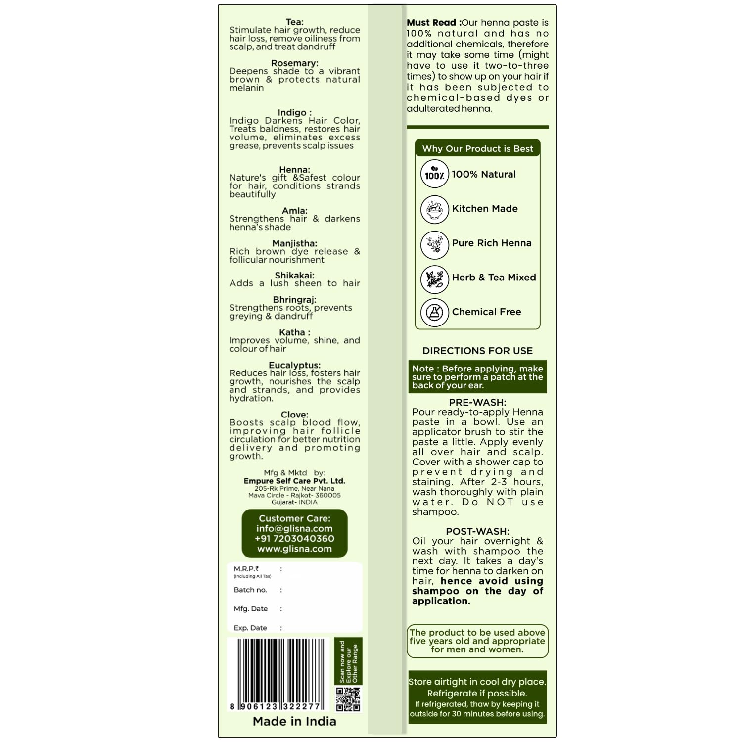 Ready to Apply Henna Paste - Glisna