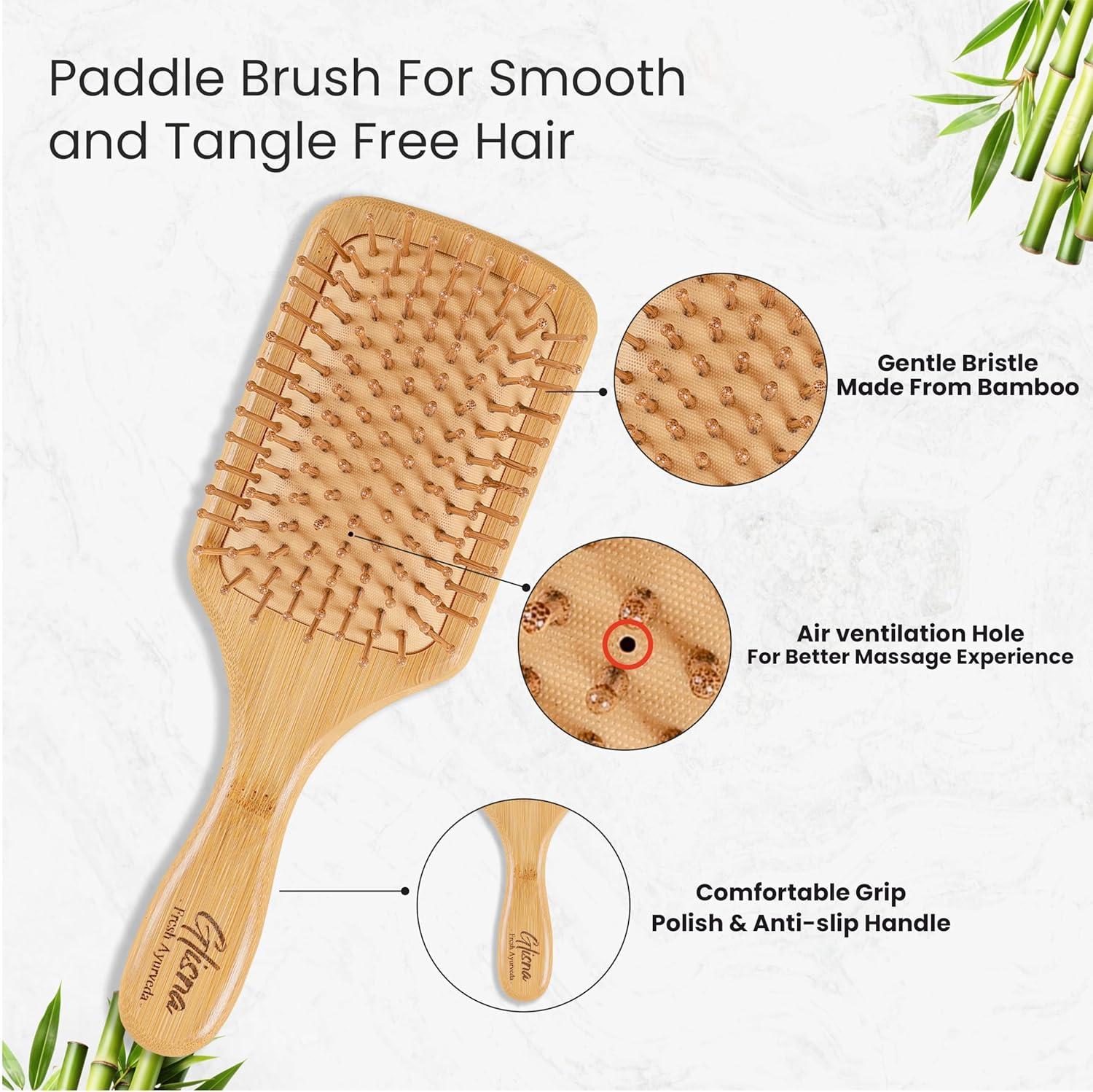 Paddel Bamboo Comb - Glisna